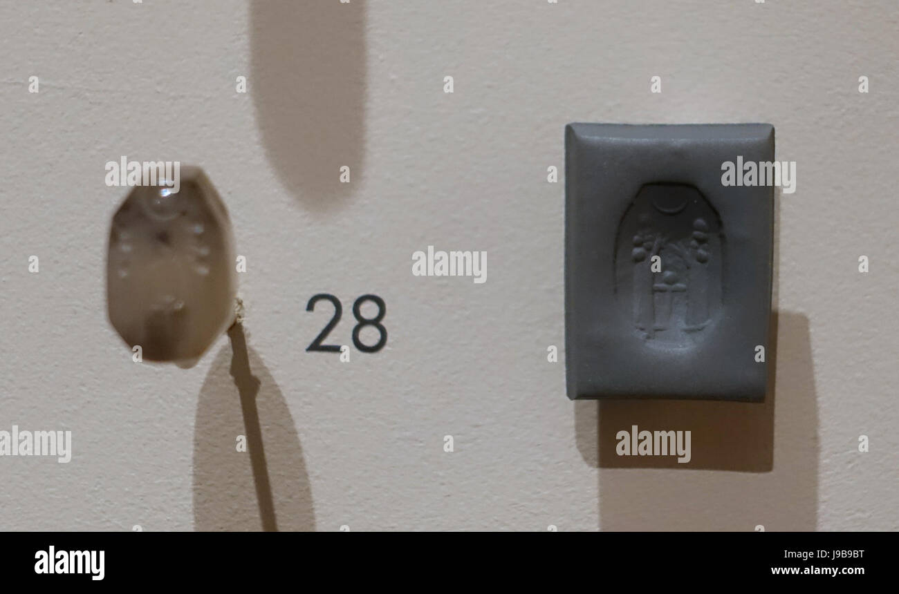 Timbro sigillo con adoratori all altare neo periodo babilonese, c. fine del VII e VI secolo a.c. Harvard Museo semitica Cambridge, MA DSC06191 Foto Stock