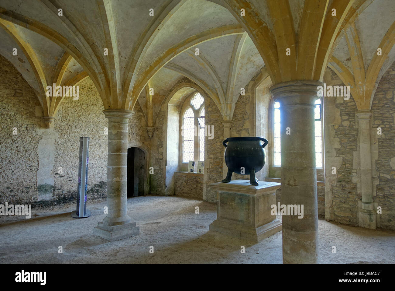 La camera di riscaldamento a Lacock Abbey Wiltshire, Inghilterra DSC00888 Foto Stock