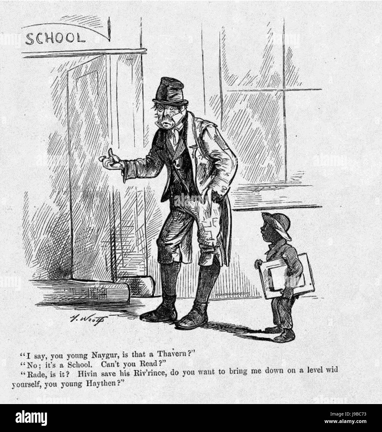 Woolf cartoon circa la gerarchia razziale Foto Stock