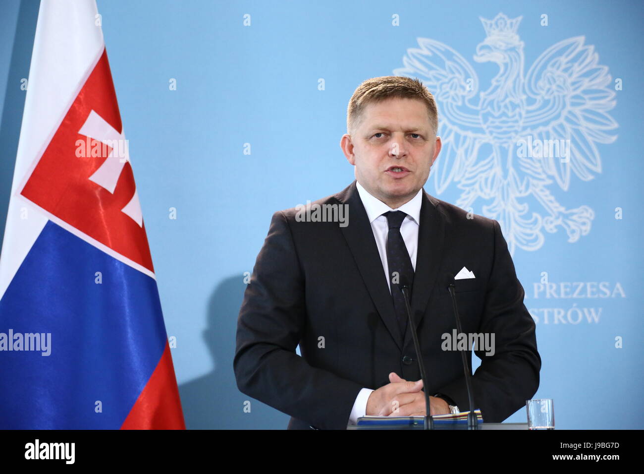 Varsavia, Polonia. 31 Maggio, 2017. Il primo ministro Beata Szydlo e il Primo ministro Robert Fico conferenza in attesa dopo il governo Polish-Slovakian consultazioni. Credito: Jakob Ratz/Pacific Press/Alamy Live News Foto Stock