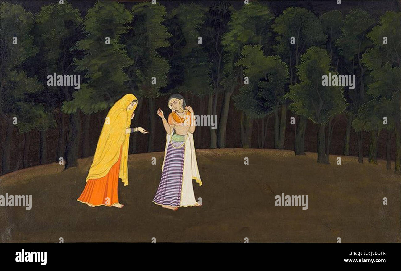 Radha ha portato verso il primo tryst con Krishna, Gitagovinda, c. 1775 80 Foto Stock