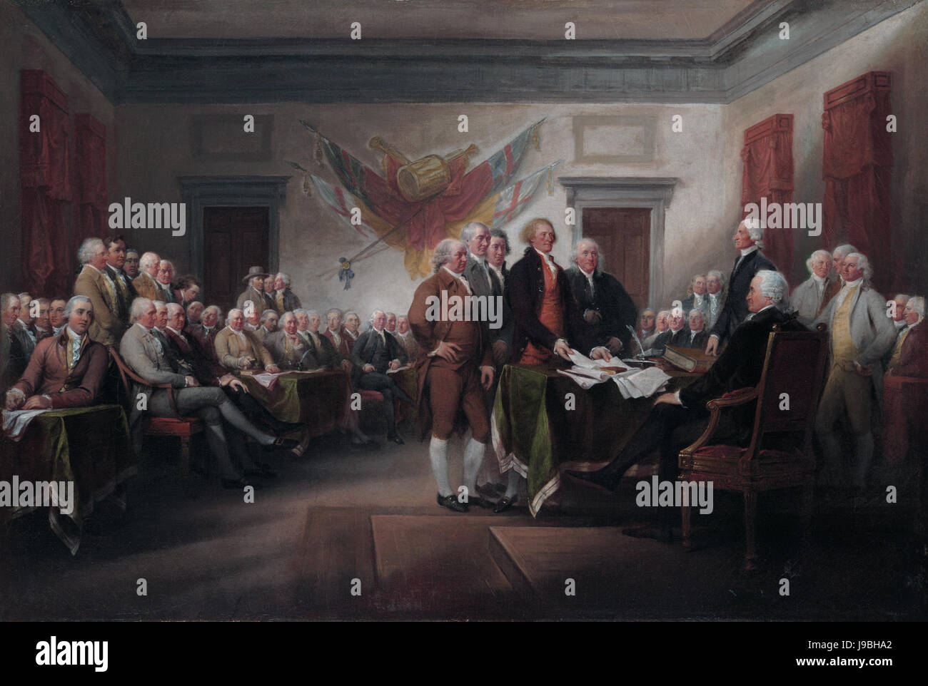 La dichiarazione di indipendenza, 4 Luglio 1776 da John Trumbull Foto Stock