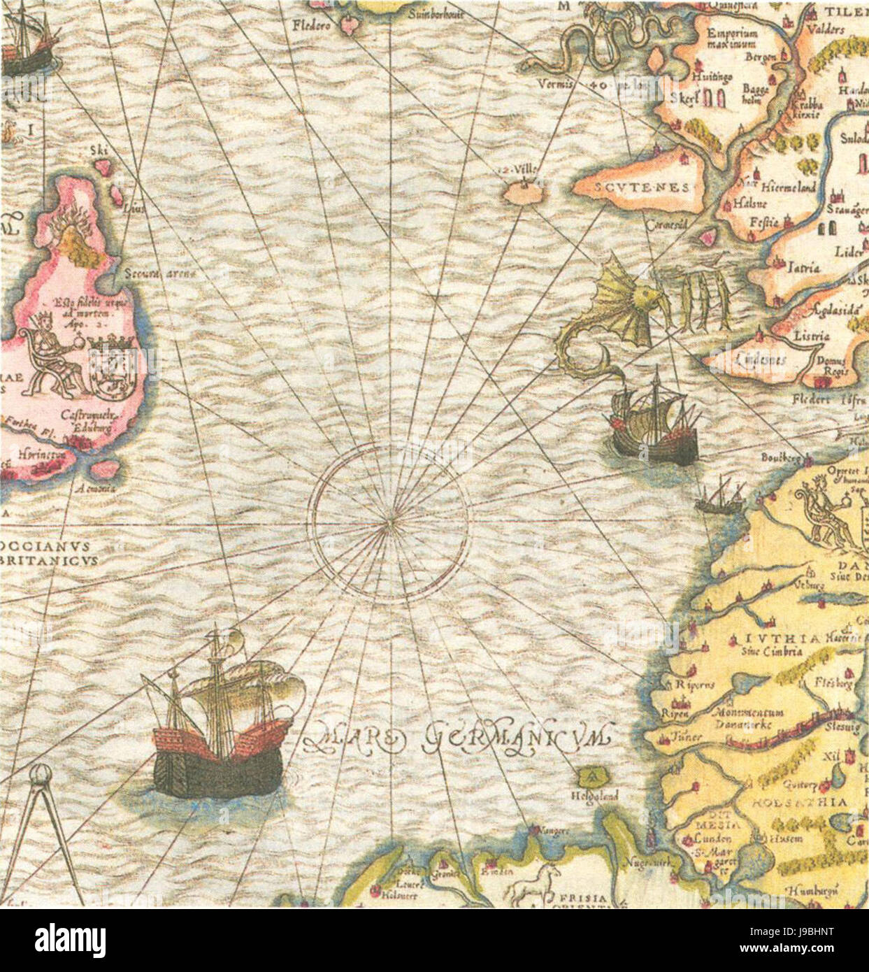 Olaus Magnus Carta Marina del Mare del Nord Foto Stock