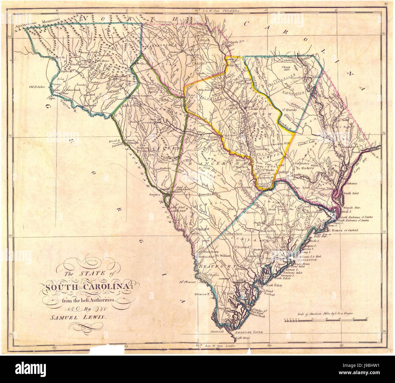 1818 mappa di Carolina del Sud Foto Stock