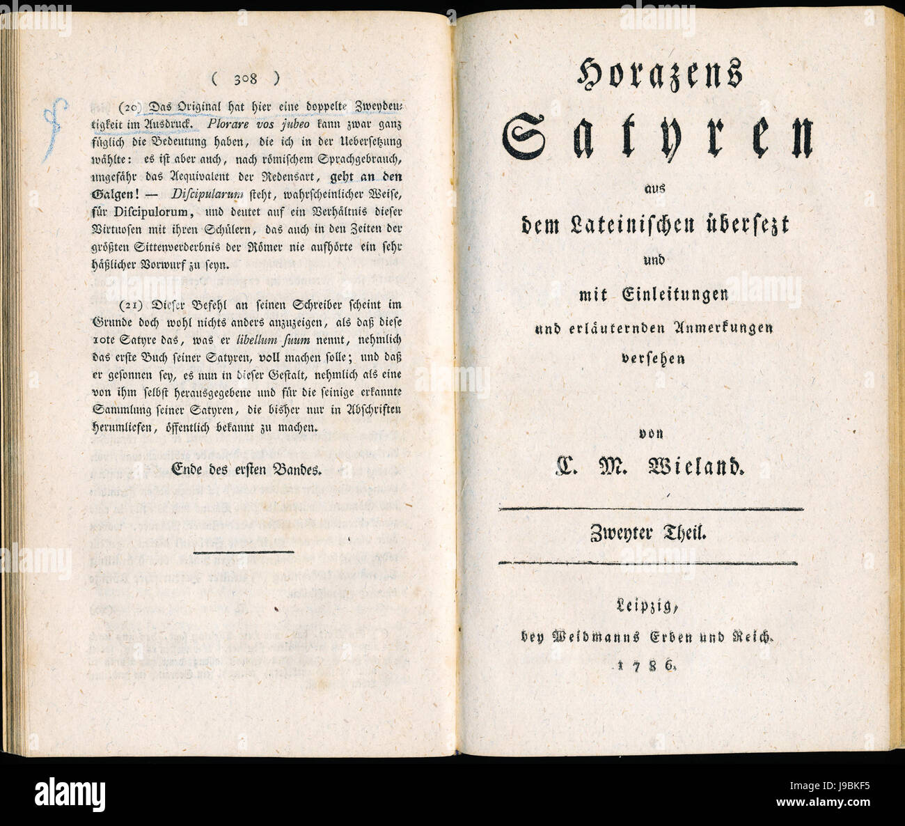 Wieland, Horazens Satiren II (1786), pagina titolo Foto Stock