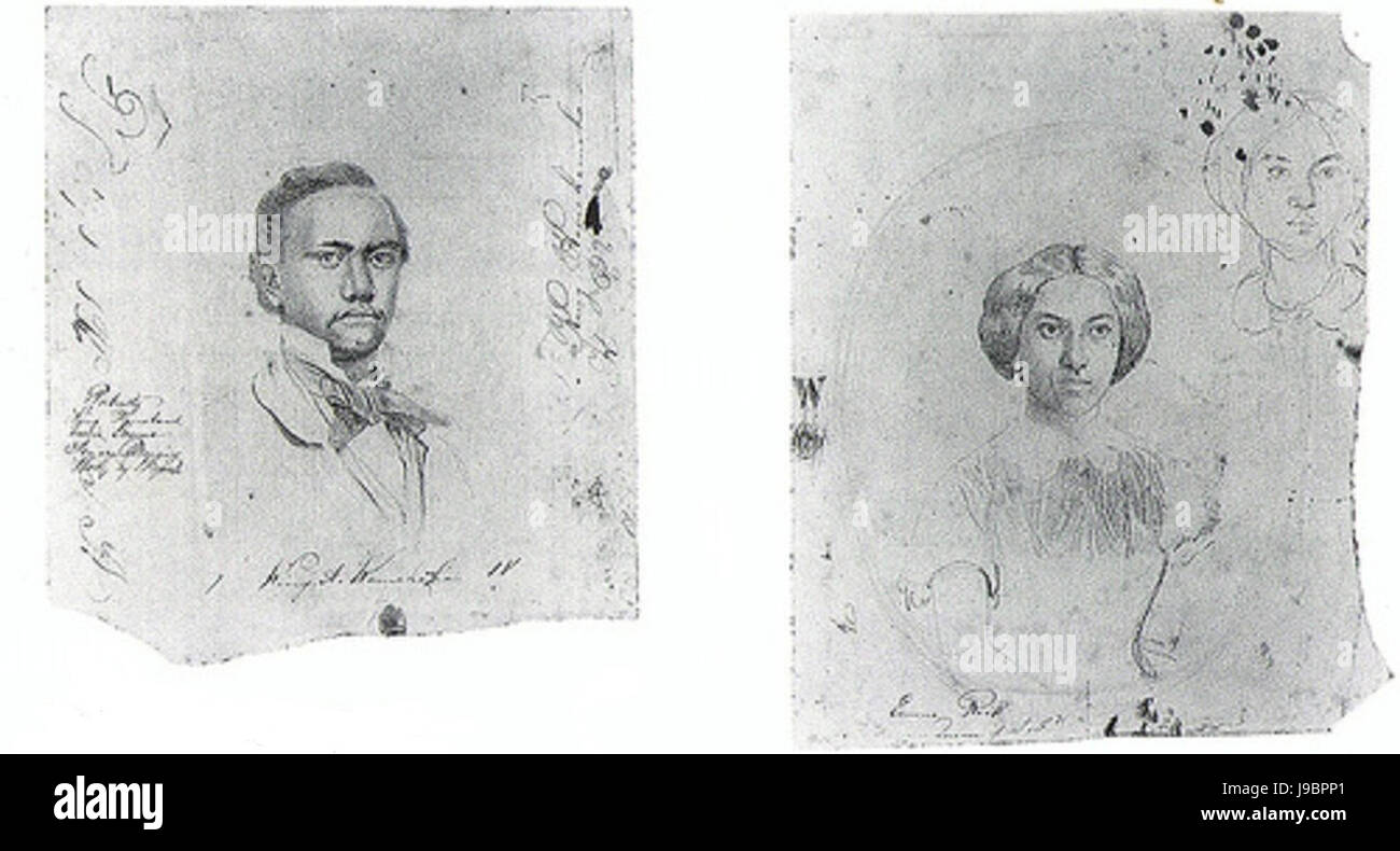 Schizzo di Kamehameha IV e Queen Emma (ritagliate) Foto Stock
