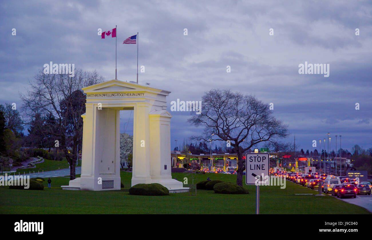 Stati Uniti - confine canadese vicino a Vancouver - Canada Foto Stock