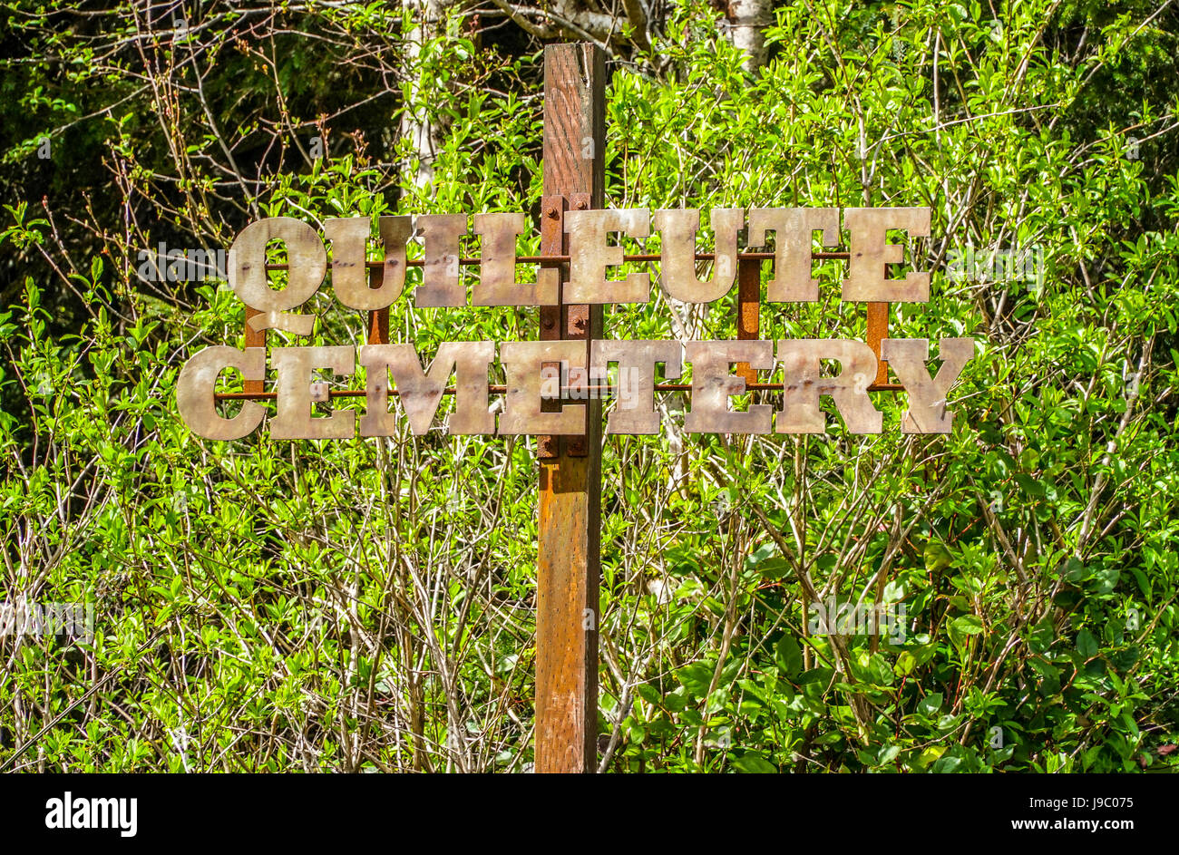 Ingresso del cimitero di Quileute - Quillayute tribù - Forche - Washington Foto Stock