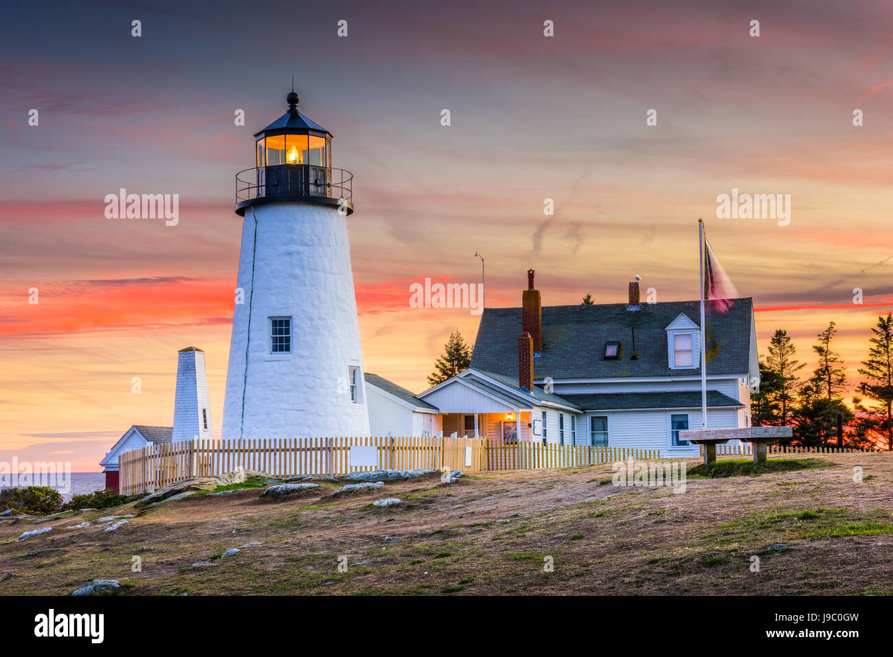 Pemaquid punto luce in Bristol, Maine, Stati Uniti d'America. Foto Stock