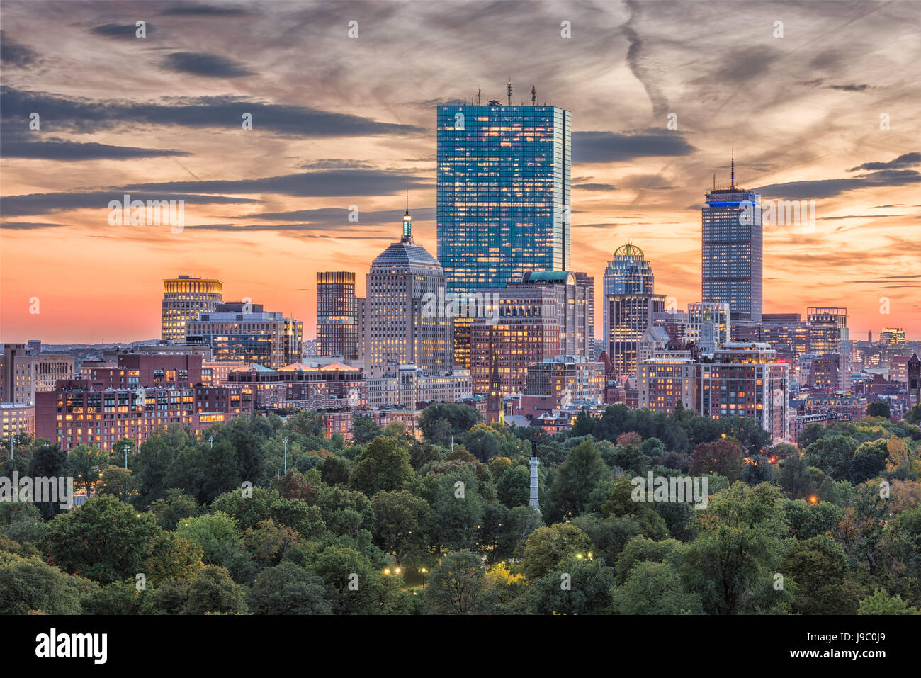 Boston, Massachusetts, USA skyline del centro. Foto Stock