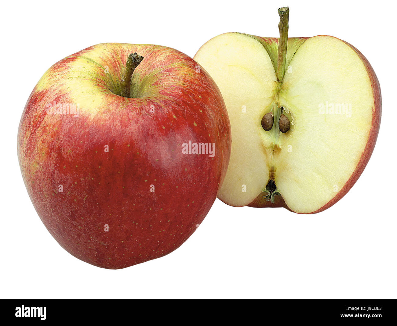 Frutta, Apple, rosso, chiudere, cibo, aliment, foglia, oggetto, salute, dolce, isolato, Foto Stock