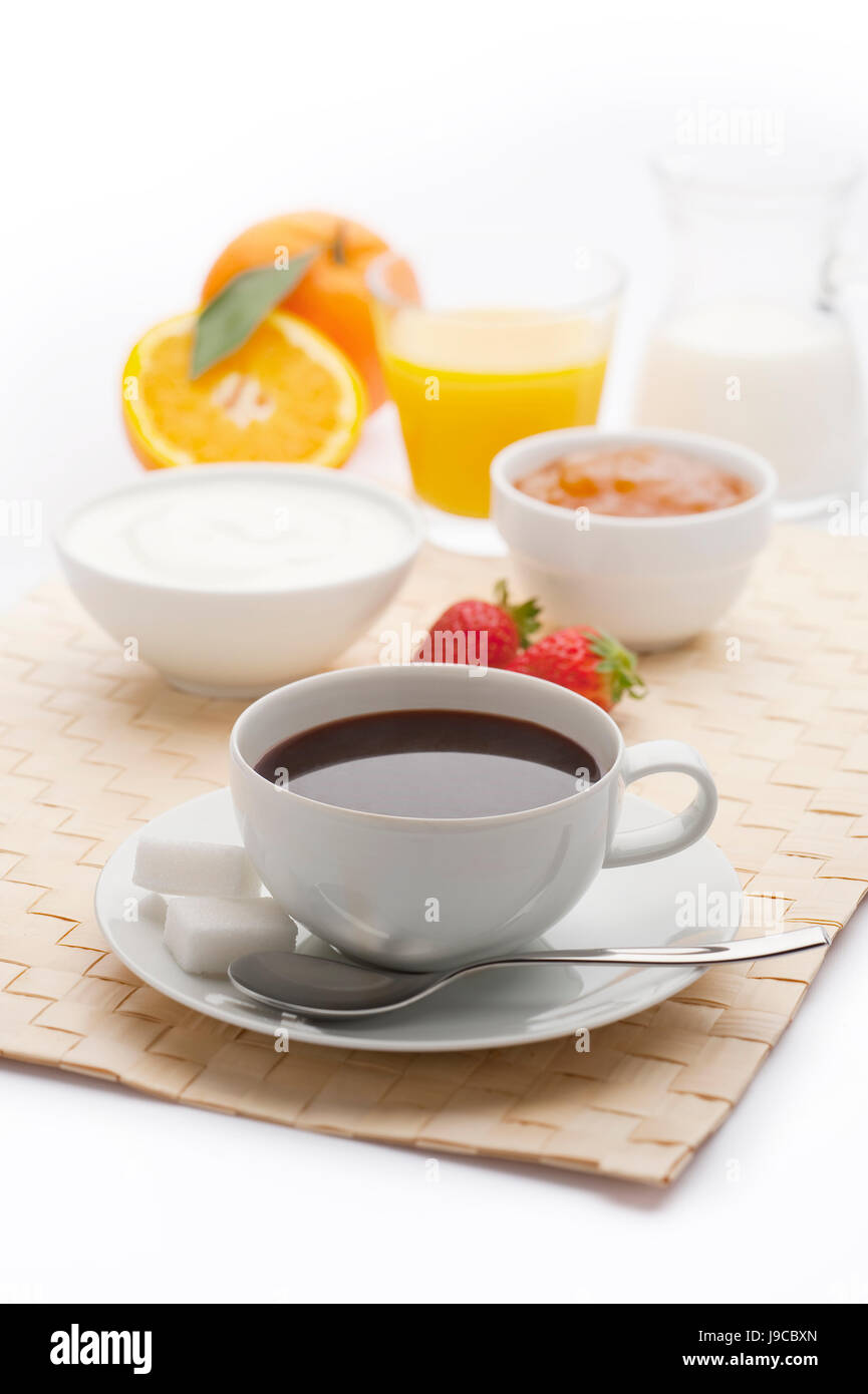 Succo di arancia, il mattino, caffè, domani, il cibo, la colazione, colazione, bicchiere, Foto Stock