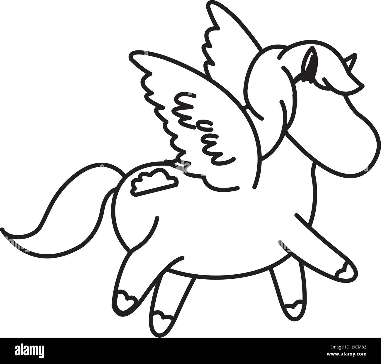 Cavallo bellissimo pony ali puledro toy illustrazione vettoriale Illustrazione Vettoriale