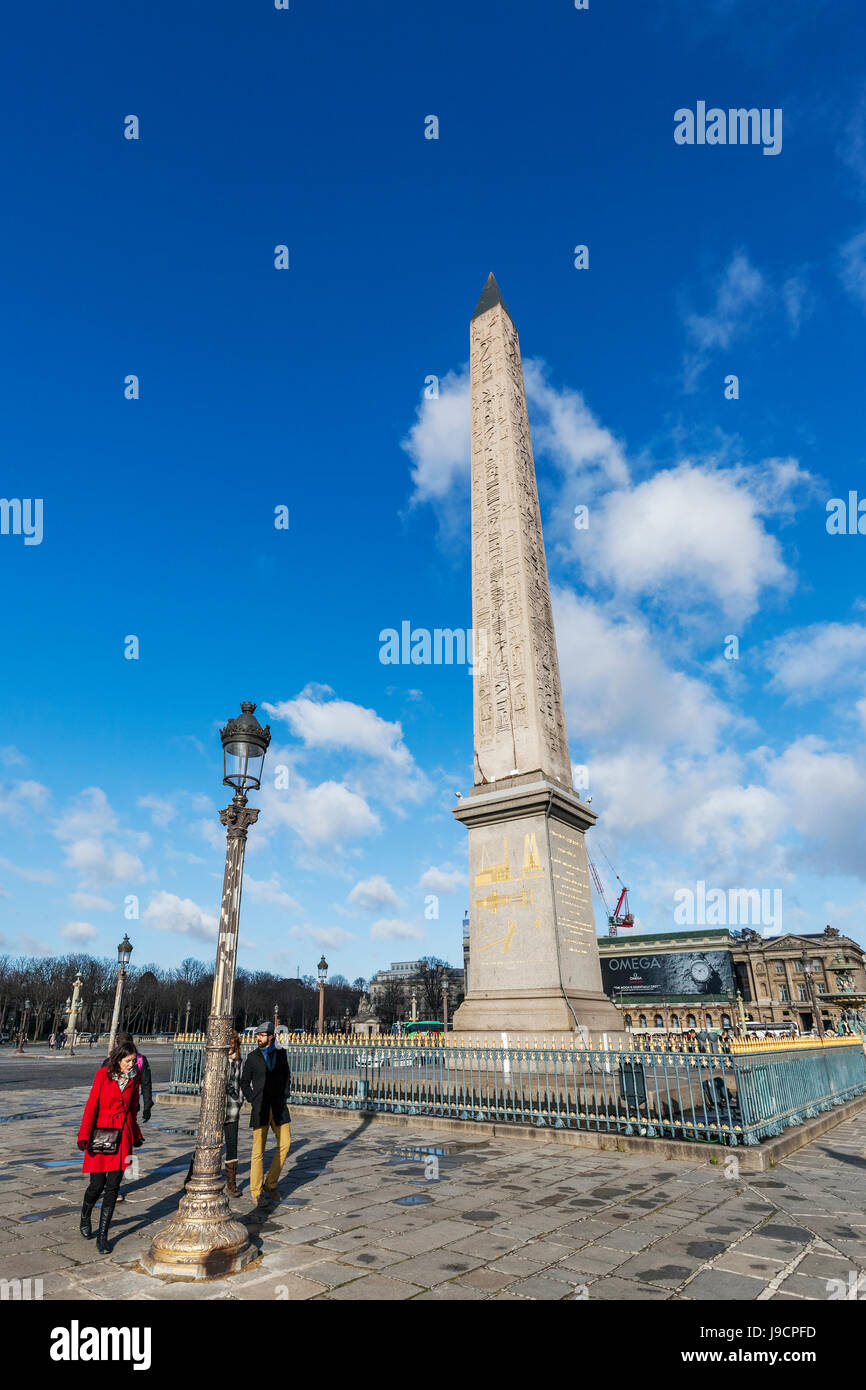 Obelisco di Luxor, Place de la Concorde, Paris, Francia, Europa Foto Stock