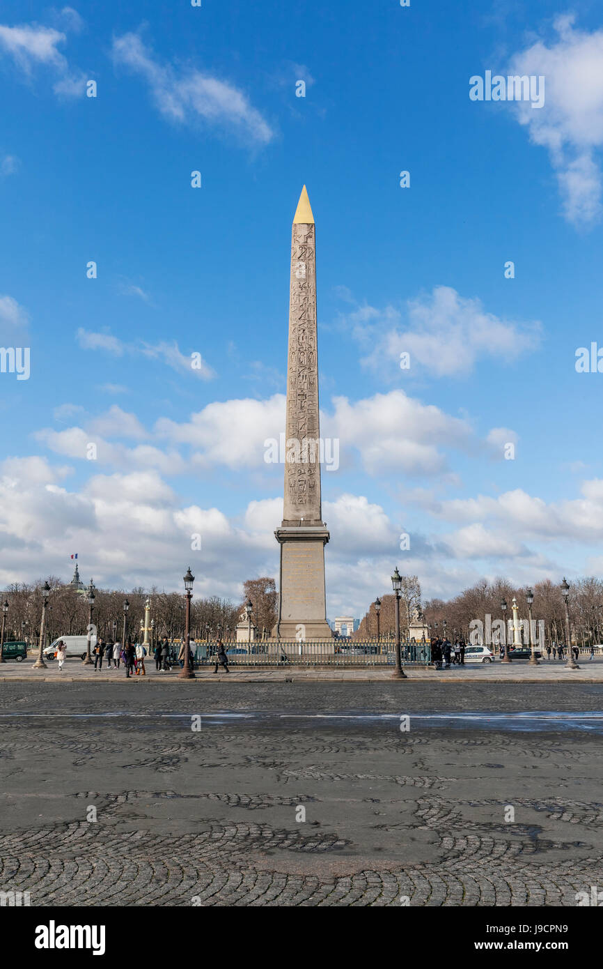 Obelisco di Luxor, Place de la Concorde, Paris, Francia, Europa Foto Stock