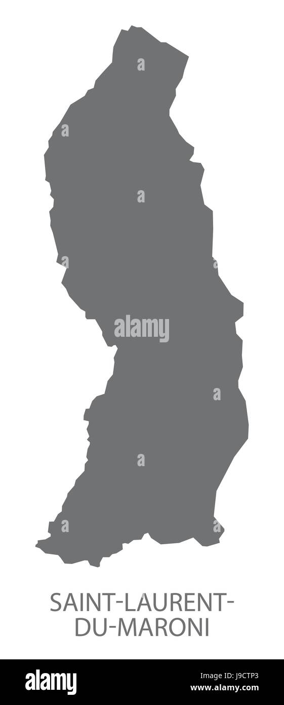 Saint Laurent du Maroni mappa illustrazione grigio silhouette Illustrazione Vettoriale