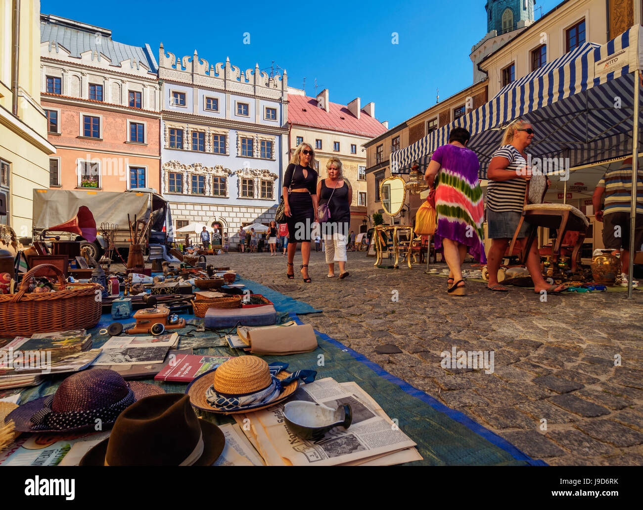 Mercato delle pulci sulla piazza del mercato, Città Vecchia, Lublino Lublino voivodato, Polonia, Europa Foto Stock