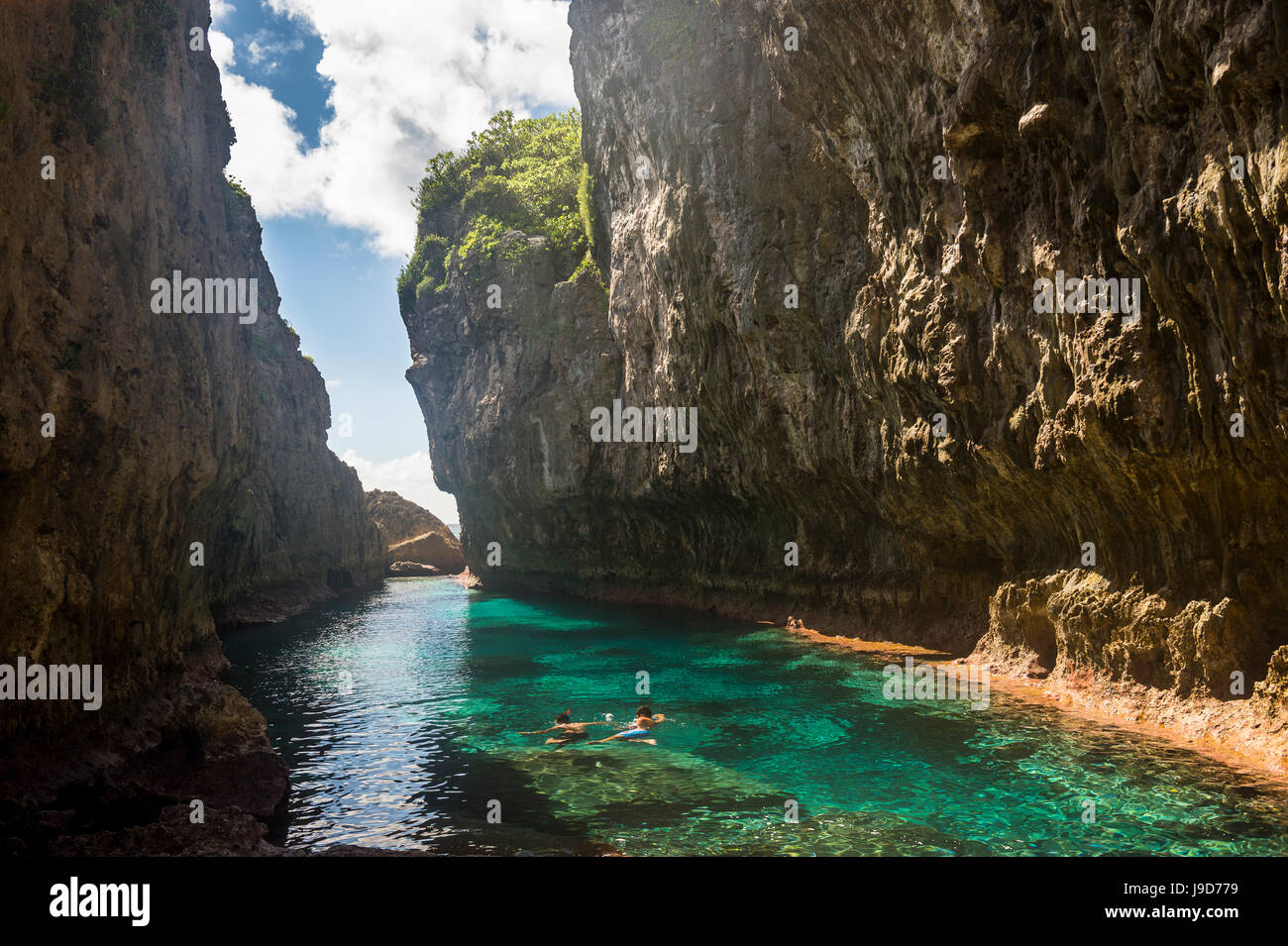 Le acque cristalline in Matapa Chasm, Niue, South Pacific Pacific Foto Stock