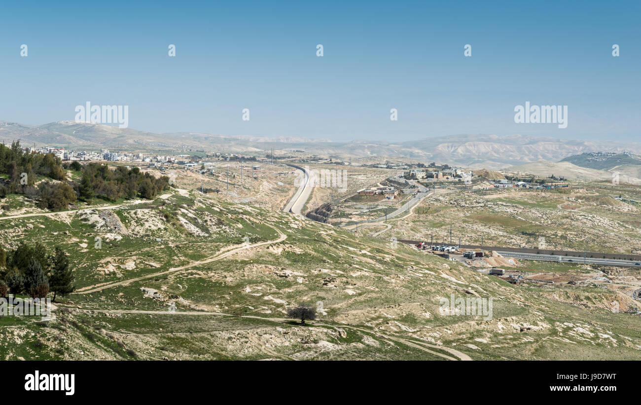 Il forte di recinzione di separazione tra Israele e Autorità Palestinese, Medio Oriente Foto Stock