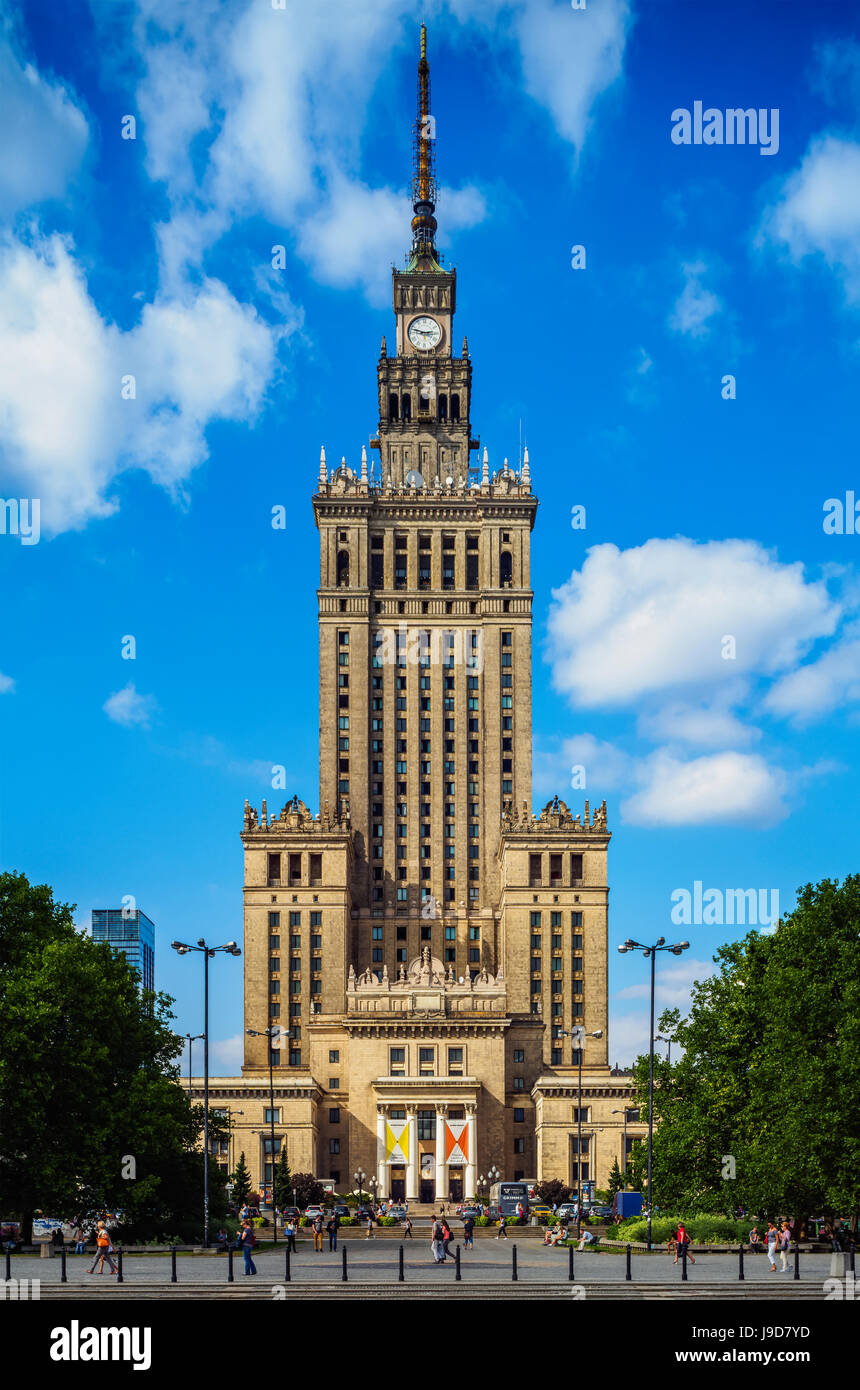 Palazzo della Cultura e della scienza, centro città, Varsavia, Masovian voivodato, Polonia, Europa Foto Stock
