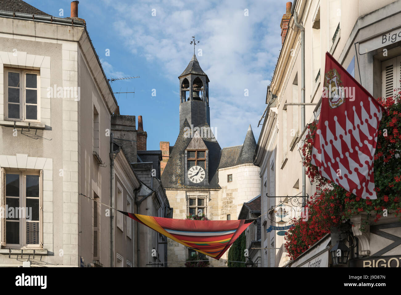 La torre dell'orologio, Amboise, Indre-et-Loire, Valle della Loira, Centro, Francia, Europa Foto Stock