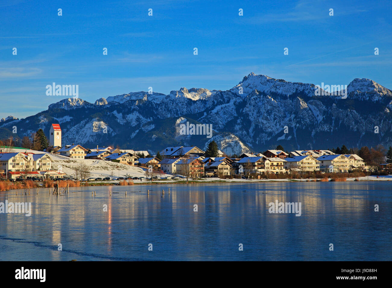 Lago Hopfensee, Hopfen am See, Allgau, Baviera, Germania, Europa Foto Stock