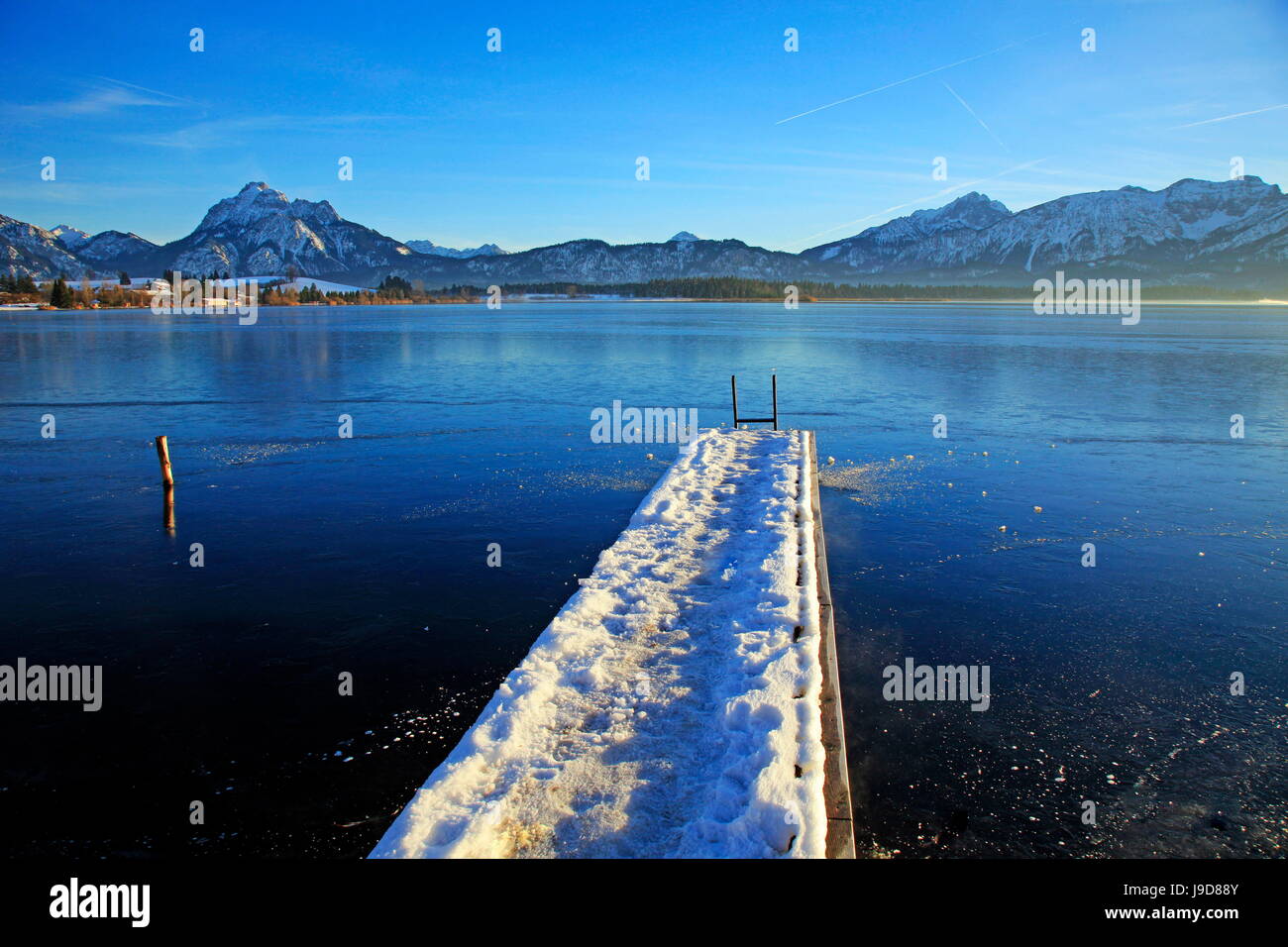 Lago Hopfensee, Hopfen am See, Allgau, Baviera, Germania, Europa Foto Stock