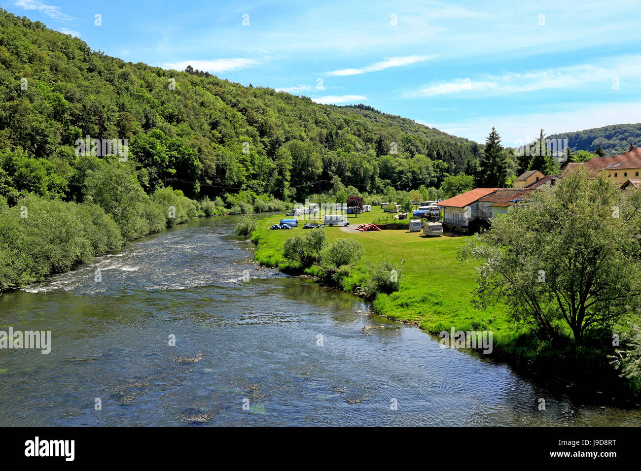 Il nostro fiume vicino a Dillingen, Granducato del Lussemburgo, Europa Foto Stock