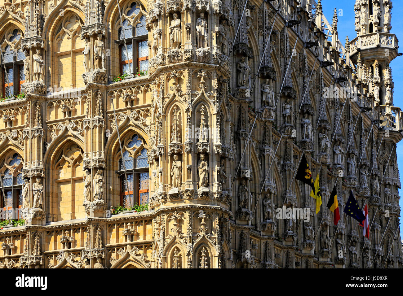 Fine municipio gotico al Grote Markt Square, Leuven, Brabant, Belgio, Europa Foto Stock Fine municipio gotico al Grote Markt Square, Leuven, Brabant, Belgio, Europa Foto Stock