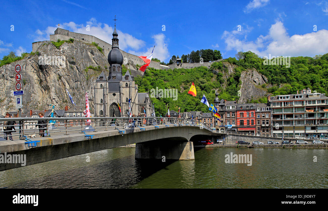 La cittadella di Dinant sul fiume Mosa, Dinant, provincia di Namur, in Vallonia, Belgio, Europa Foto Stock