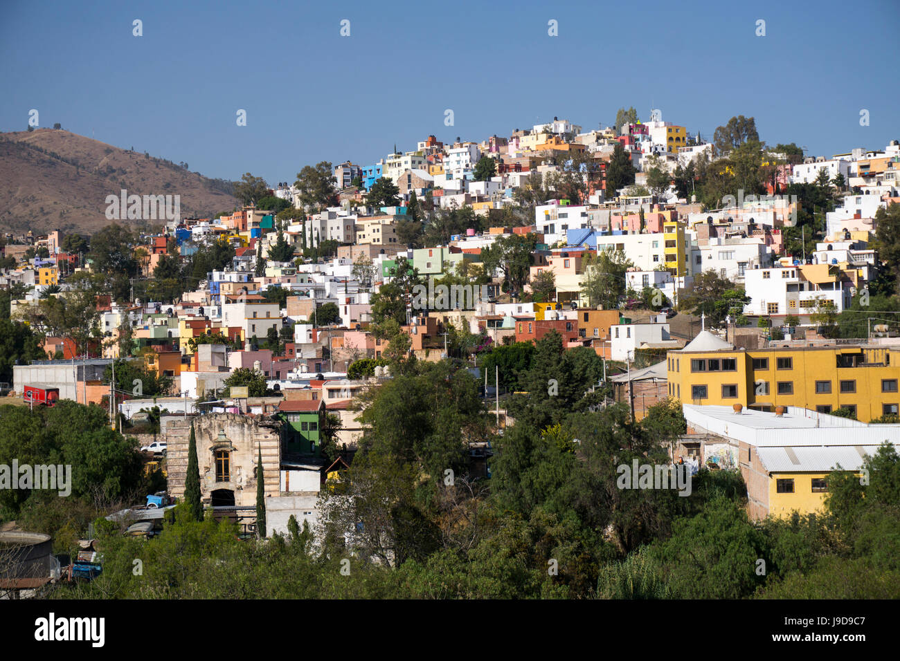 Vista dal Templo de San Diego, vista in lontananza la città, Guanajuato, Messico, America del Nord Foto Stock