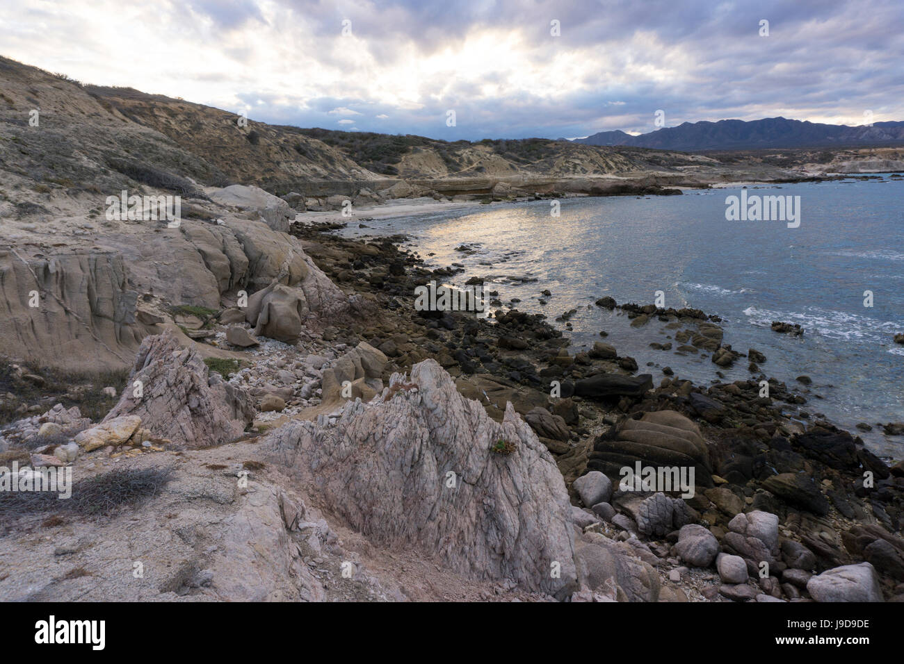 Las Serenitas, il vento e le onde di sculture di erosione, Cabo Pulmo, Sito Patrimonio Mondiale dell'UNESCO, Baja California, Messico, America del Nord Foto Stock