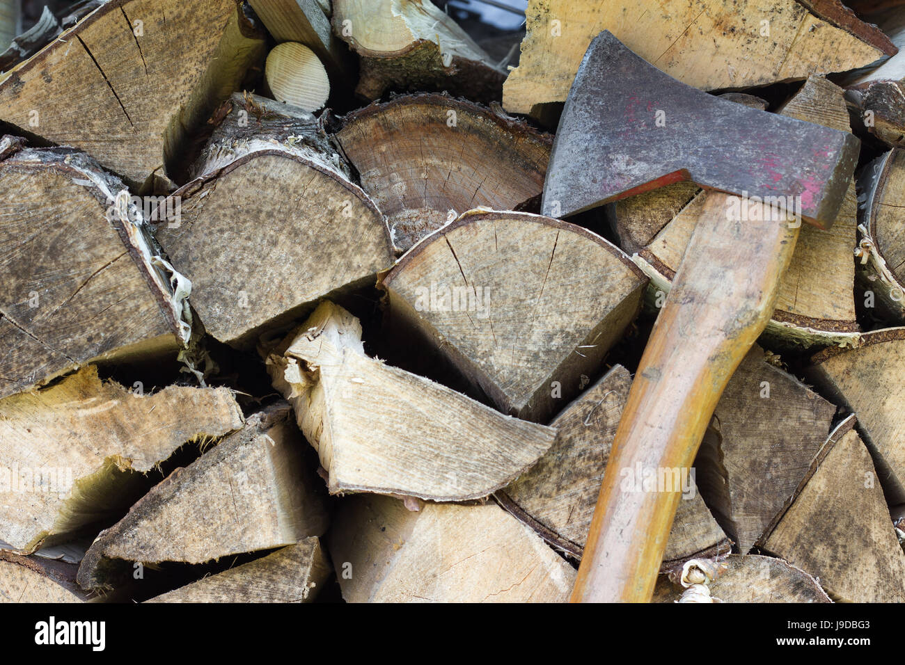 Legno, pila, ax, legna da ardere, forza, vigore, chop, ambiente, ambiente, Foto Stock