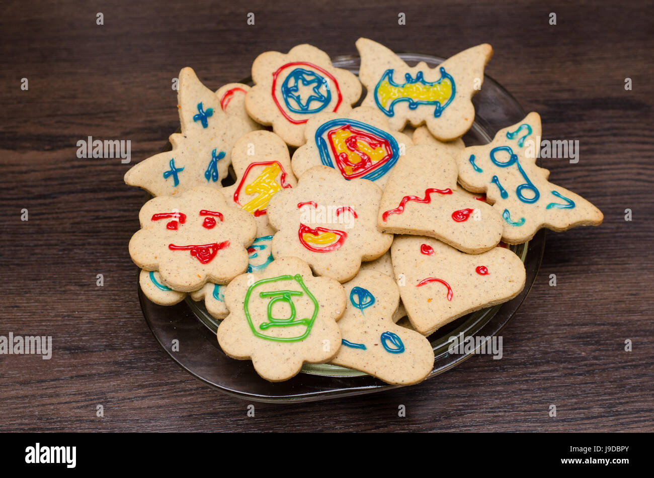 I cookie con un casuale dei supereroi Foto Stock