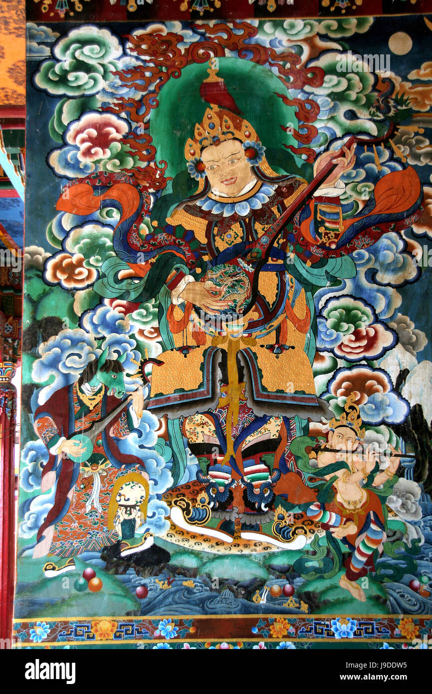 Tempio, arte, opera d'arte, pittura, parete, turistico, monastero, verticale, tela, Foto Stock