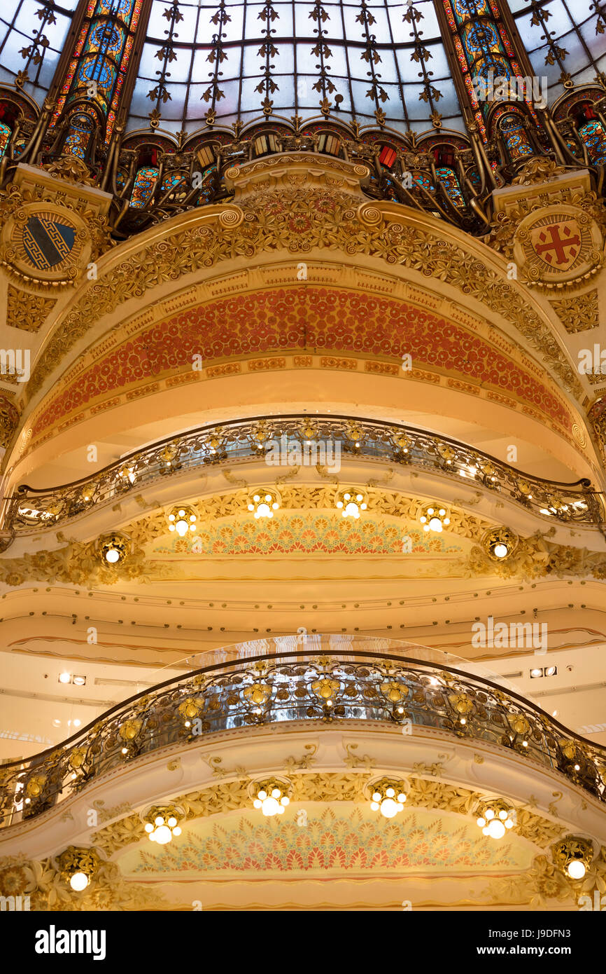 Cupola Centrale, grandi magazzini Galeries Lafayette, Boulevard Haussmann, Parigi, Francia Foto Stock