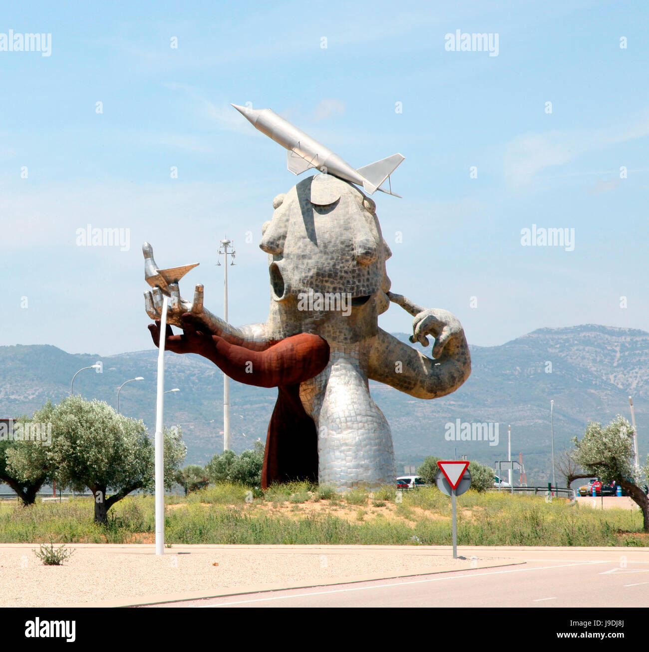 Monumentale statua a Castellon Airport, Valencia, Spagna Foto Stock