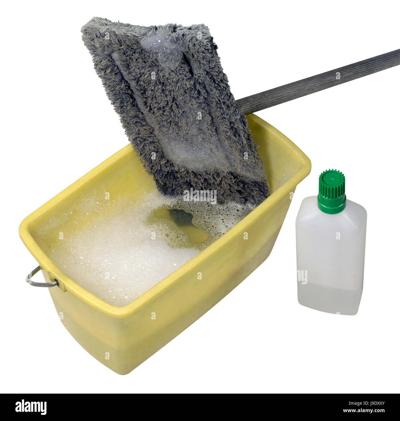 Pulizia spazzolone con benna e detergente Foto Stock