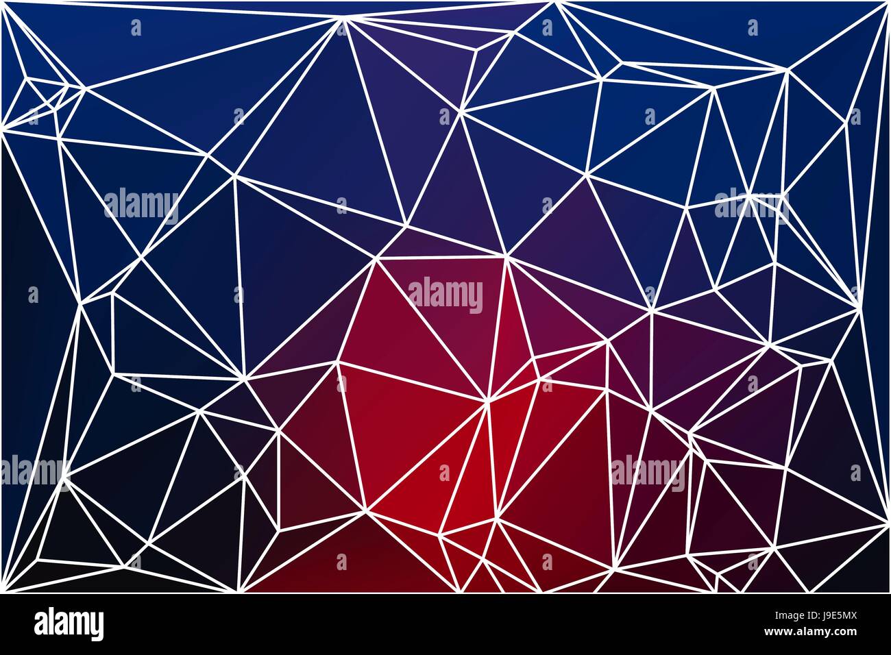 Profondo blu e rosso bassa astratta geometrica poly lo sfondo con il triangolo bianco maglia. Illustrazione Vettoriale