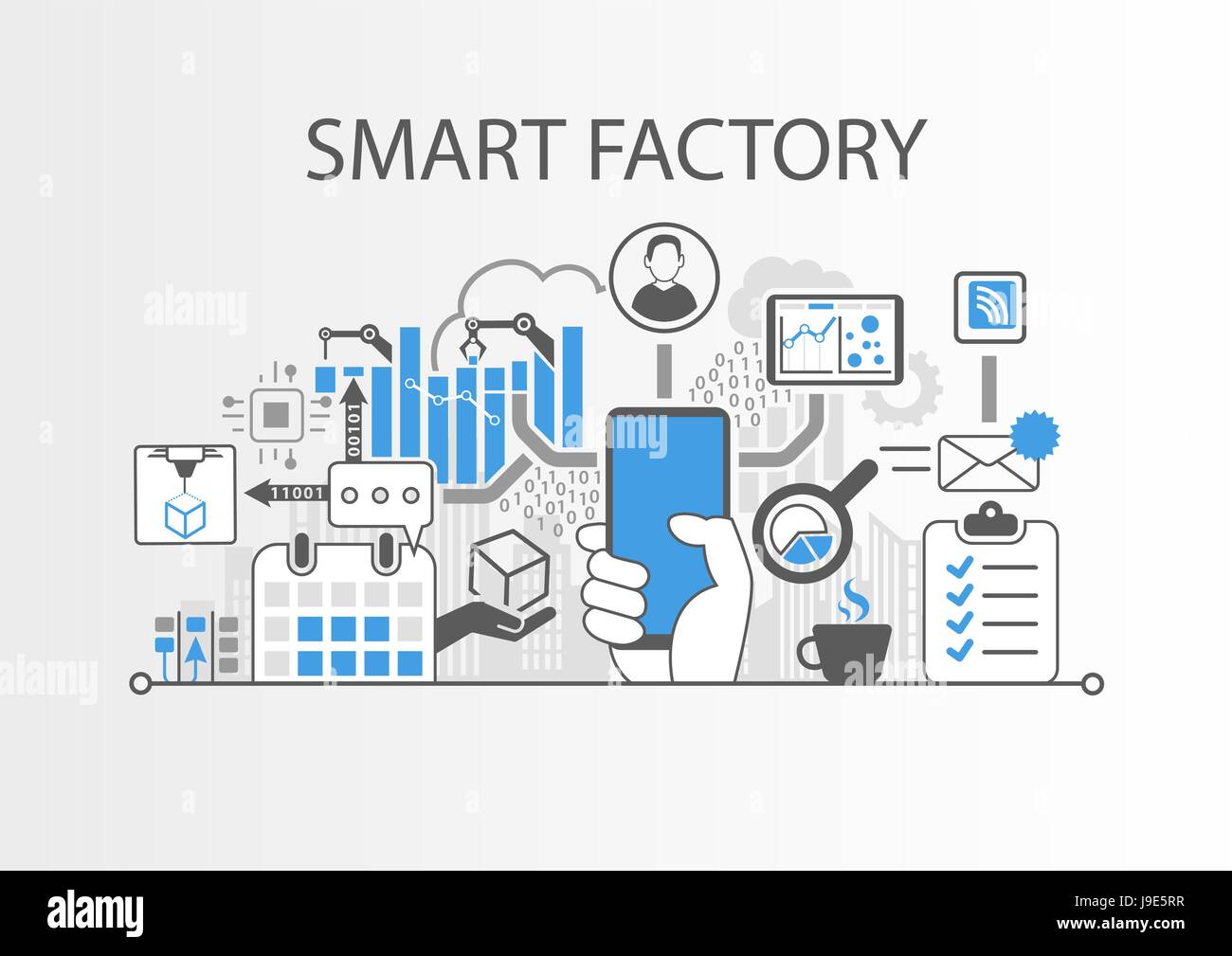 Smart factory o internet industriale di cose sfondo illustrazione vettoriale Illustrazione Vettoriale