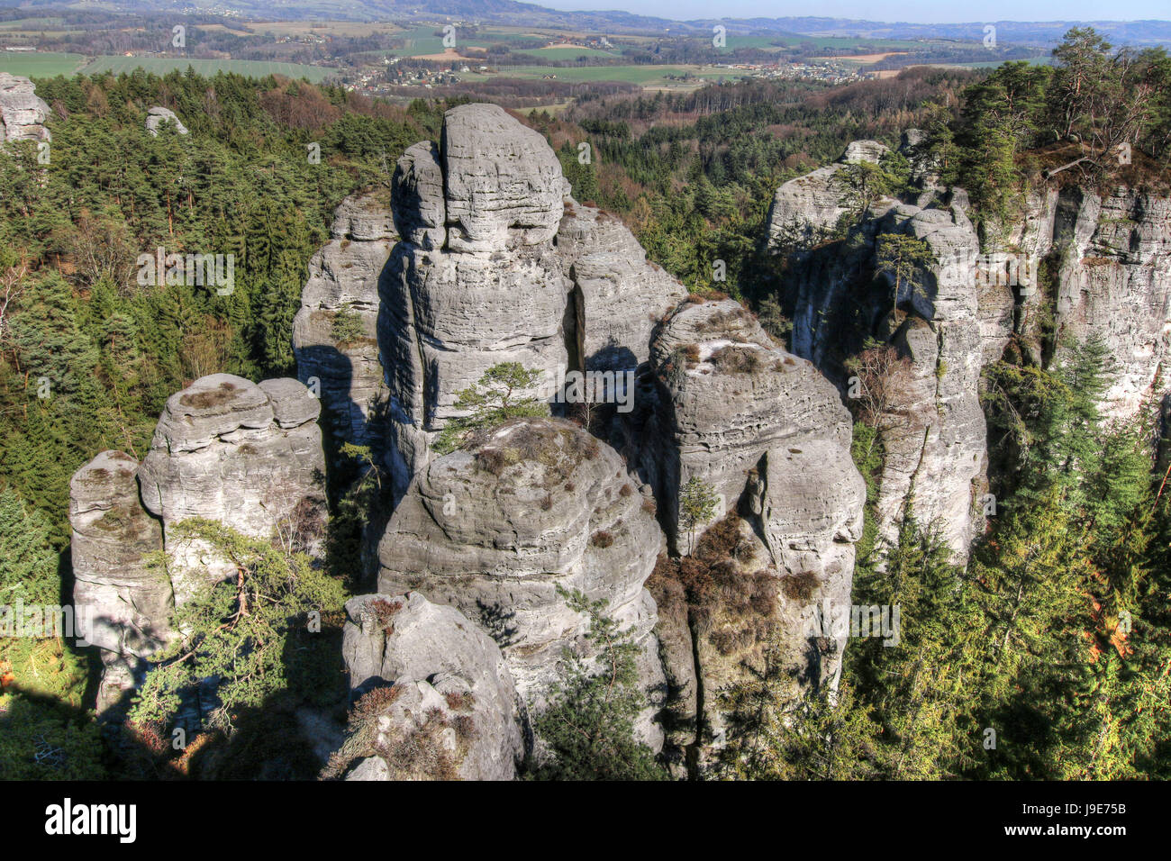 Bizzarre rocce in Paradiso Boemo, Repubblica Ceca Foto Stock