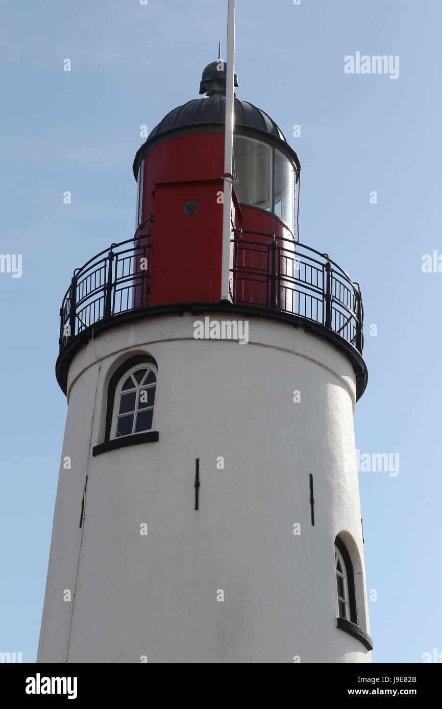 Urk Lighthouse è un faro in Urk, Paesi Bassi, presso le sponde orientali del lago IJsselmeer. Foto Stock