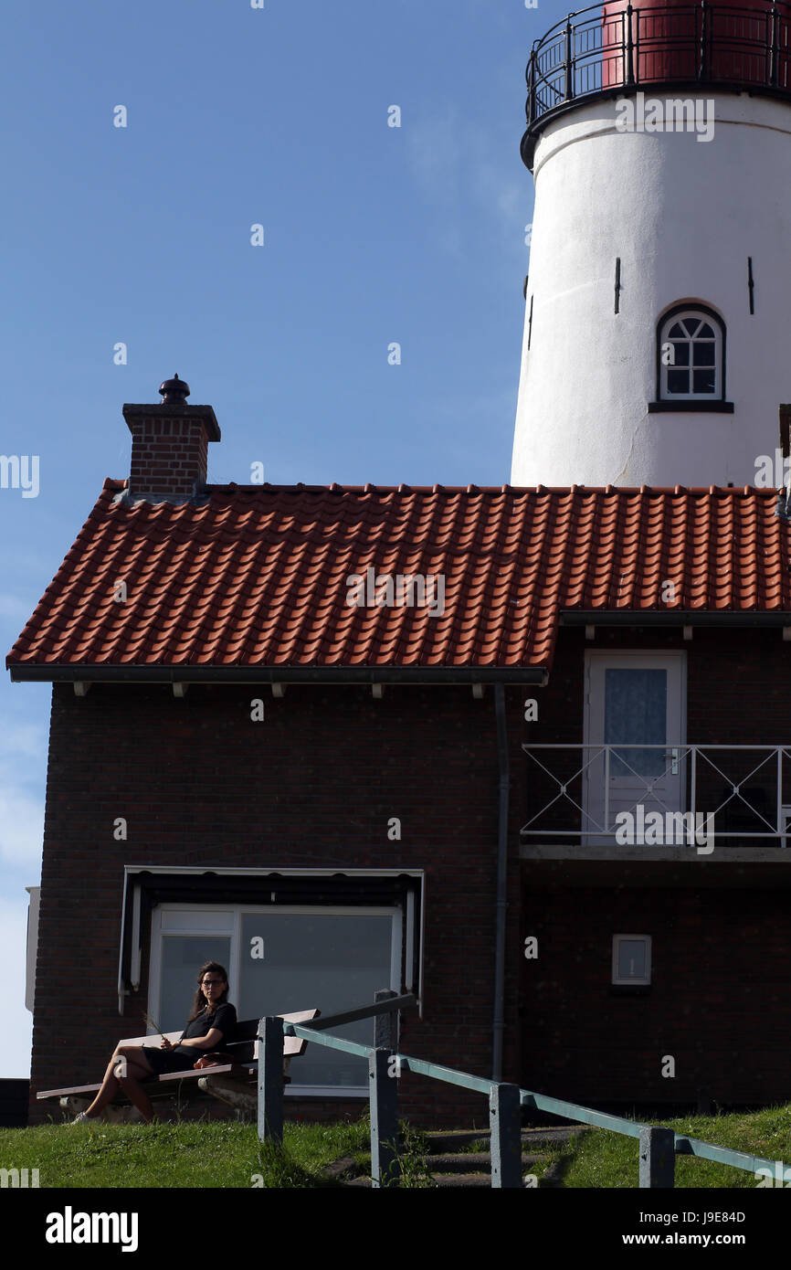Urk Lighthouse è un faro in Urk, Paesi Bassi, presso le sponde orientali del lago IJsselmeer. Foto Stock