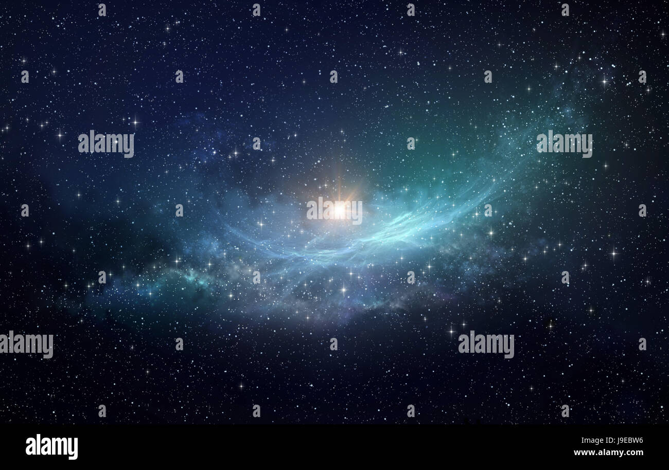 Panoramica di Galaxy, star cluster e nebulosa che brilla in una via lattea - alta definizione sfondo Foto Stock