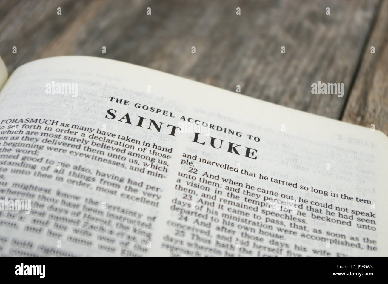 Pagina del titolo per il libro di Luca nella Bibbia - King James Version Foto Stock
