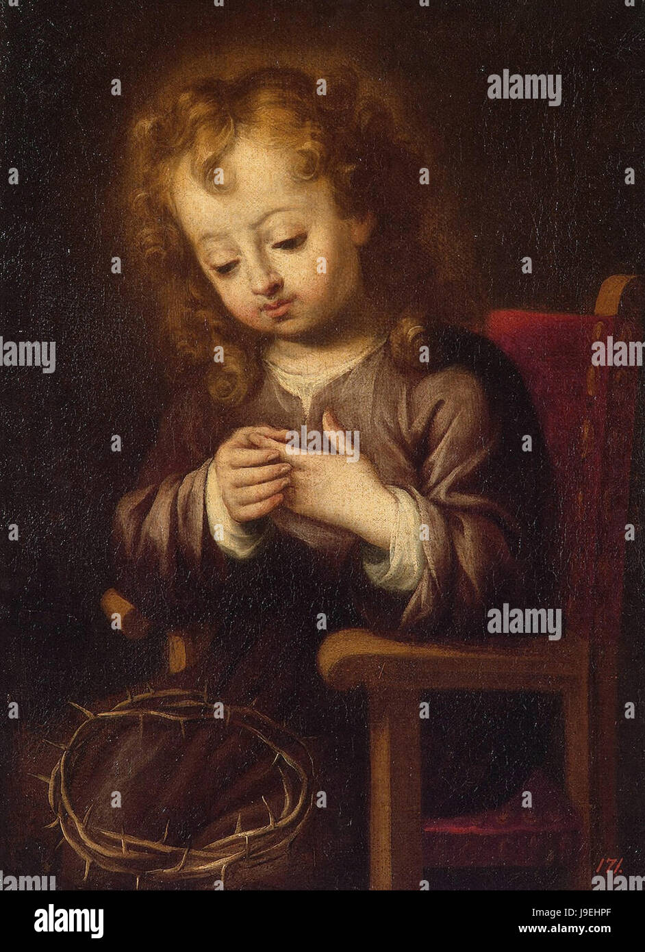 Bartolomé Esteban Murillo - infantile Cristo punga con la corona di spine Foto Stock