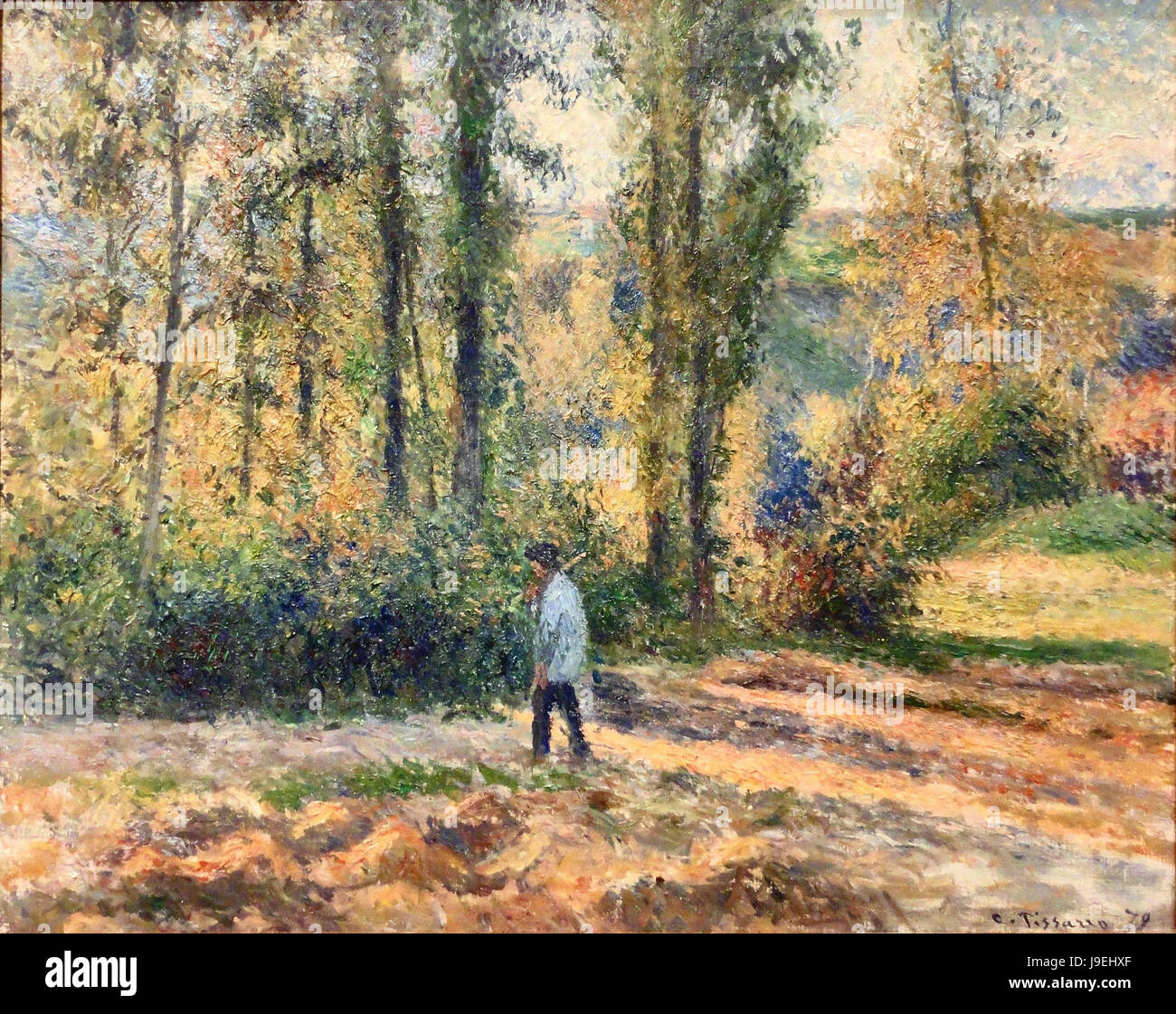 Camille Pissarro - Paysage à Pontoise avec onu Chasseur Foto Stock