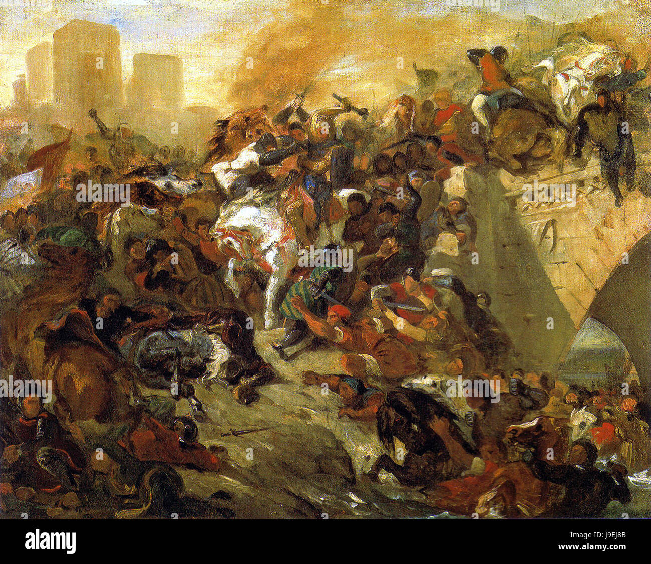 Eugène Delacroix - Bataille de Taillebourg gagne par Saint Louis Foto Stock