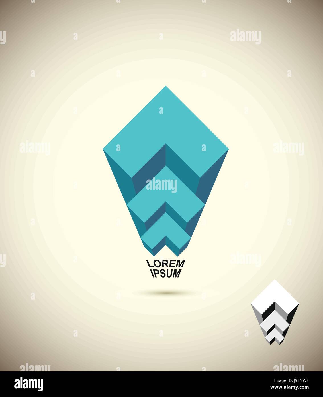 Logo astratto Vista. 3D business icona. Il concetto di costruzione. Edificio icona vettore Illustrazione Vettoriale