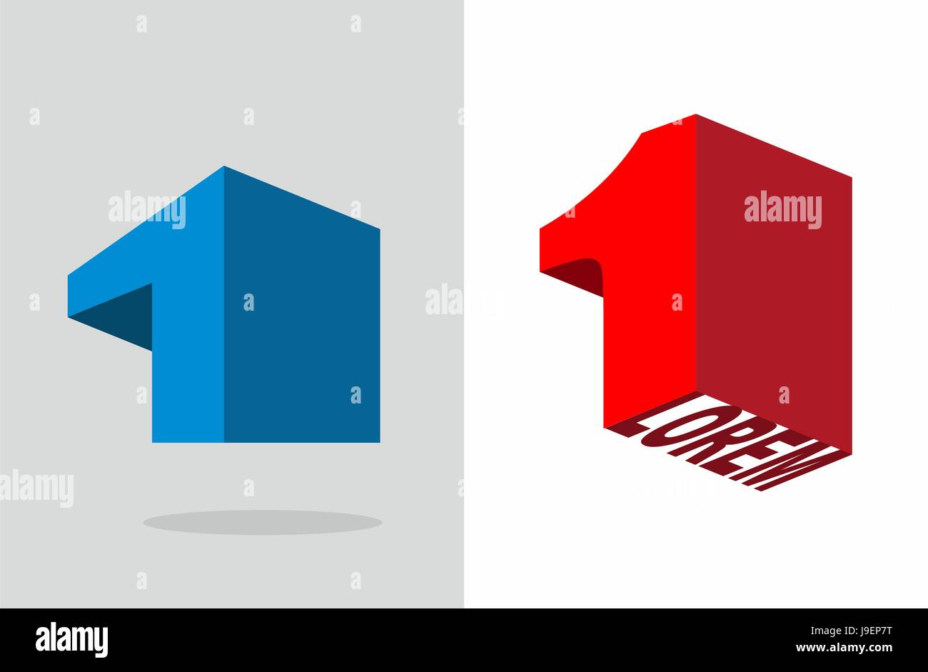 Il numero uno. Logo volumetrica 3D figura 1. Modello di elementi di design illustrazione vettoriale Illustrazione Vettoriale